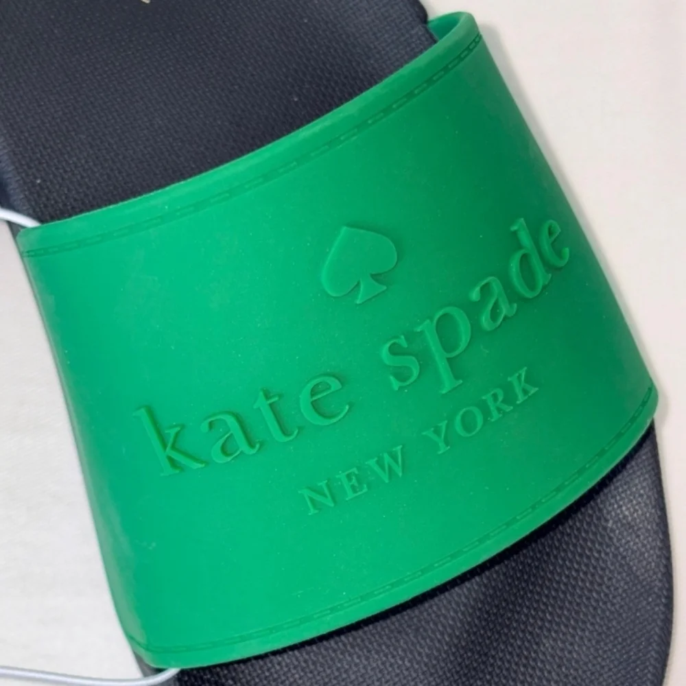 NWT Kate Spade New York Black and Green Women's Slides - Picture 3 of 10
